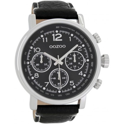 OOZOO Timepieces 51mm Black Leather Strap C7509